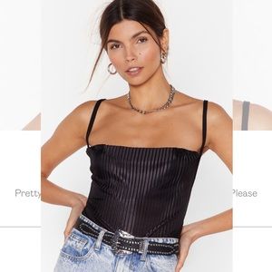 Nasty Gal Plissé Cowl Neck Cami Top in black size 2